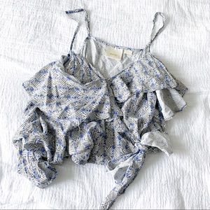 Anthropologie One Shoulder Printed Top